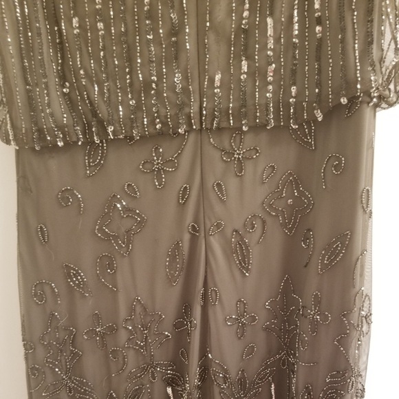 Elegant Beaded Evening Dress - Gray - Picture 2 of 5